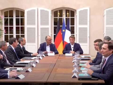 Friedrich Merz et Emmanuel Macron au 25 Conseil des Ministres