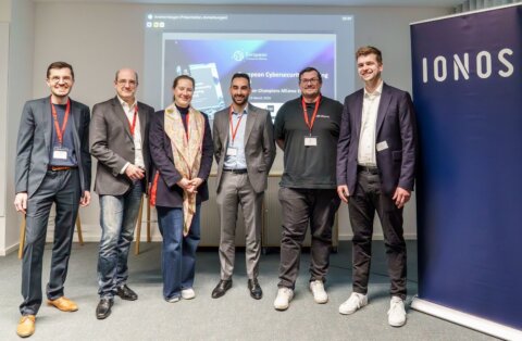 Berlin, 17. März 2026: Die Mitglieder der European Champions Alliance bei IONOS anlässlich der Vorstellung des Cybersecurity Mapping 2026.